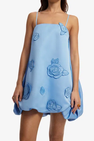 Leo Lin Patsy Appliqué Puff Mini Dress - Pastel Blue In Blue