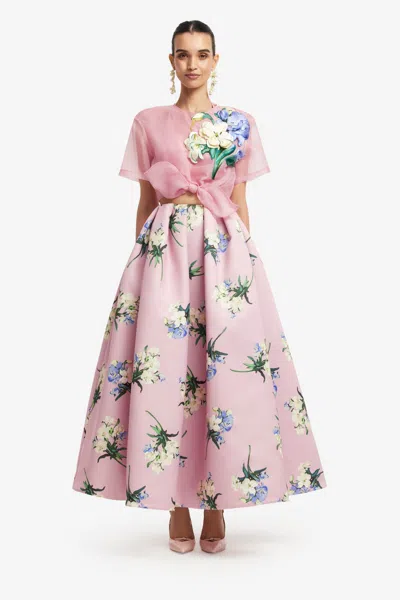 Leo Lin Moda Operandi In Bouquet Print In Pastel Pink