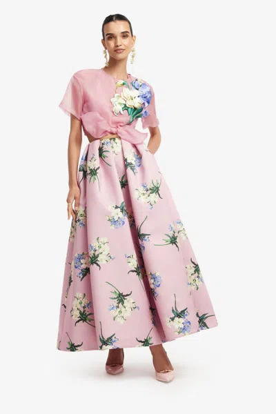 Leo Lin Moda Operandi In Bouquet Print In Pastel Pink
