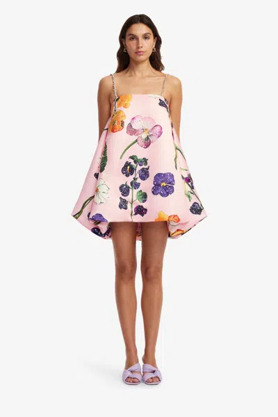 Leo Lin Patsy Embellished Puff Mini Dress In Wildbloom In Pink
