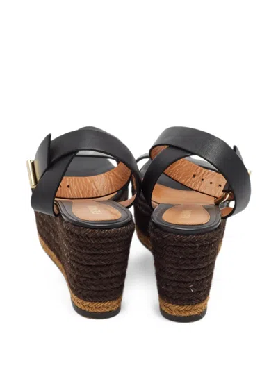 Pre-owned Fendi Wedge Espadrilles In Black