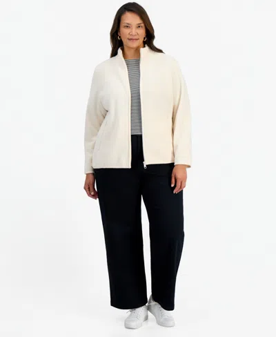 Style & Co Plus Size Solid Polar Fleece Zip-front Jacket, Exclusively At Macy's In Multi