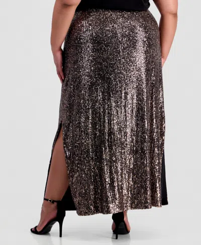 Muse Plus Size Sequinned Maxi Skirt In Brown