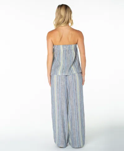 Roxy Offshore Stripe Strapless Cotton Top In Blue