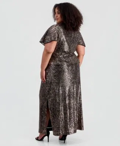 Muse Plus Size Sequinned Maxi Skirt In Brown