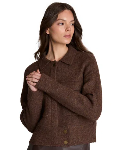 Kenneth Cole Utility Knit Jacket In Brown