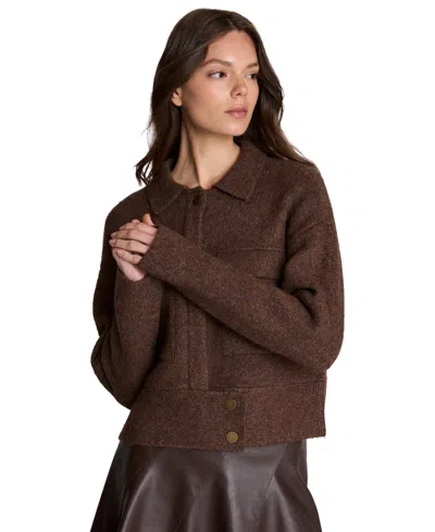 Kenneth Cole Utility Knit Jacket In Brown