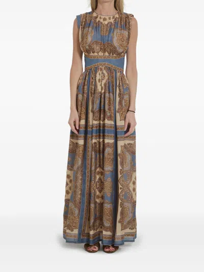 Zimmermann Mahon Waisted Maxi Dress With All-over Paisley Pattern In