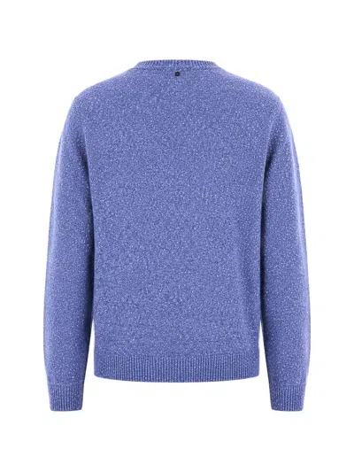Dondup Flecked-knit Wool Sweater In Blue