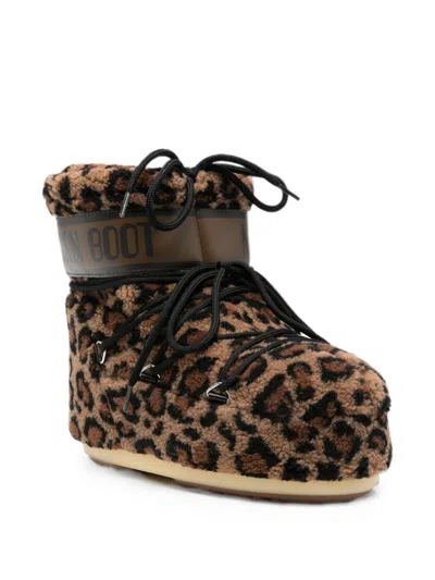 Moon Boot Icon Low Animal Print Leopard Ankle Boot  In Animal Print