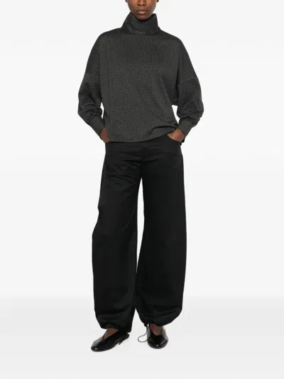 Niū Houndstooth-pattern High-neck Top In Black