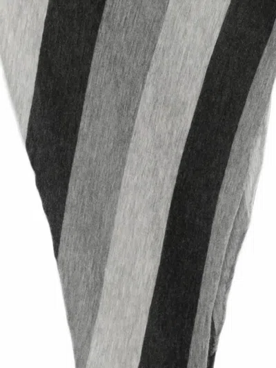 Botto Giuseppe Striped Triangular Scarf In Gray