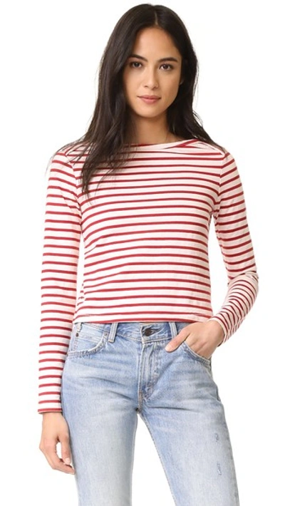 Amo Boatneck Tee In Red Sailor Stripe