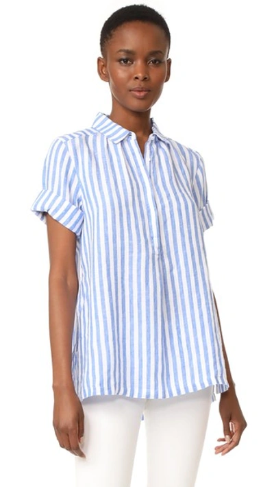 Ayr The Burst Shirt In Blue/white Wide Stripe