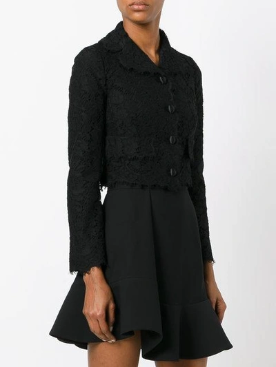 Shop Dolce & Gabbana Cropped Lace Jacket In Black