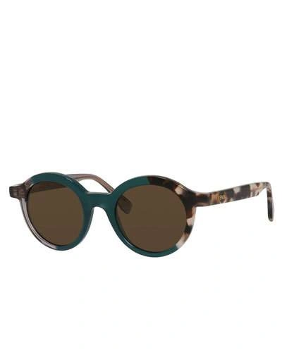 Fendi Round Two-tone Sunglasses In Blue