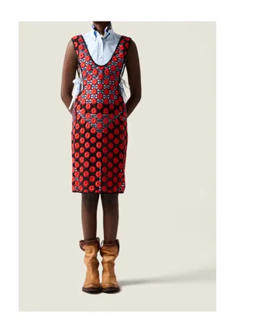Miu Miu Macramé Apron In Red