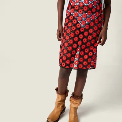 Miu Miu Macramé Apron In Red