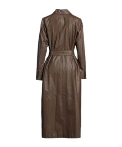 Max Mara Plain Colour Overcoats In Brown
