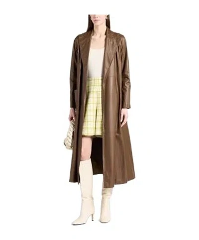 Max Mara Plain Colour Overcoats In Brown