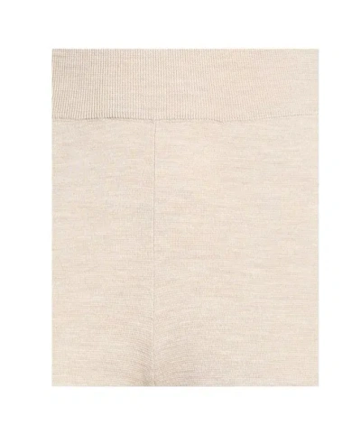 Max Mara Minimalist Solid-color Wool Wide-leg Pants In Brown