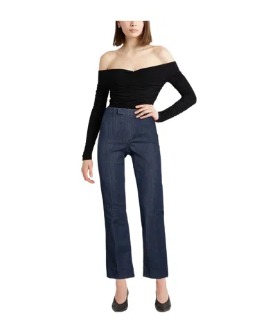 Max Mara Solid Color Denim Trousers In Blue