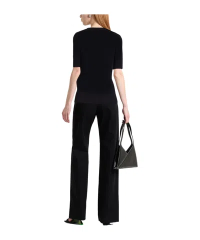 Max Mara Solid Knit Short Sleeve Top In Black