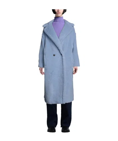 Max Mara Solid Color Shearling In Blue