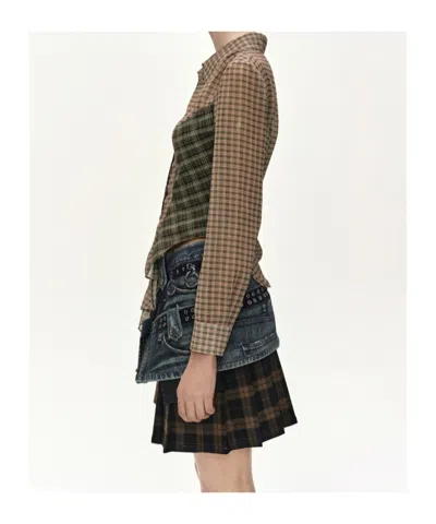 Andersson Bell Check-pattern Asymmetric Shirt In Brown