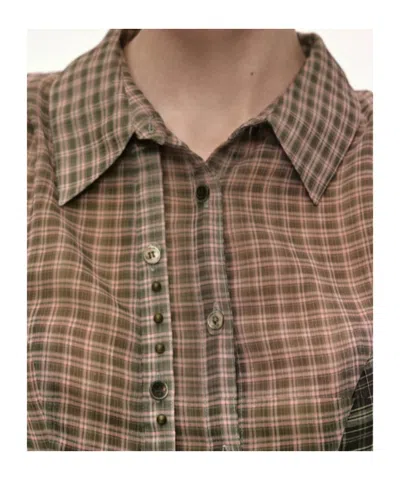 Andersson Bell Check-pattern Asymmetric Shirt In Brown