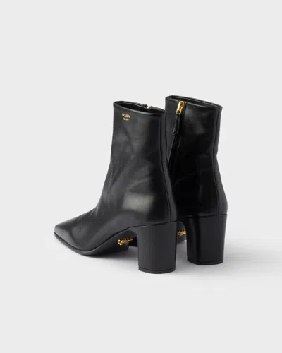 Prada Leather Booties In Black