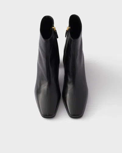 Prada Leather Booties In Black