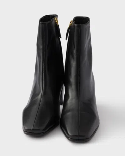 Prada Leather Booties In Black