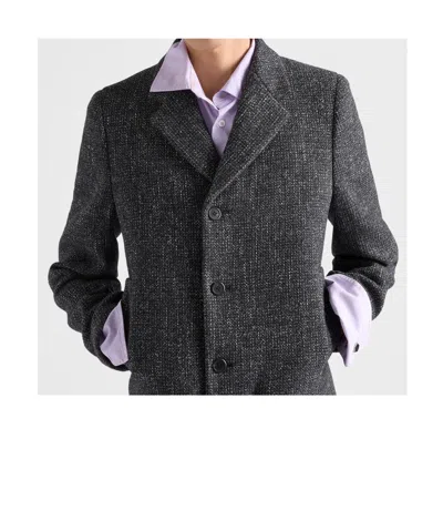 Prada Single-breasted Wool Blend Coat In Black