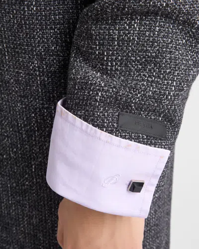 Prada Single-breasted Wool Blend Coat In Black