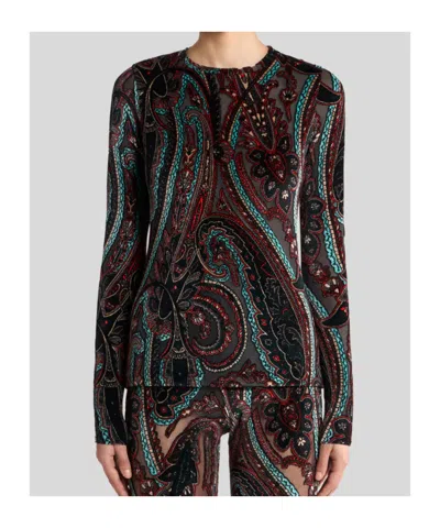 Etro Jacquard Chenille Sweater With Paisley Pattern In Multi
