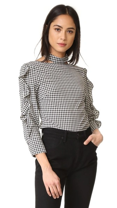 Marissa Webb Effy Gingham Blouse In Birch