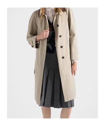 Prada Single-breasted Old Poplin Coat In Neutral