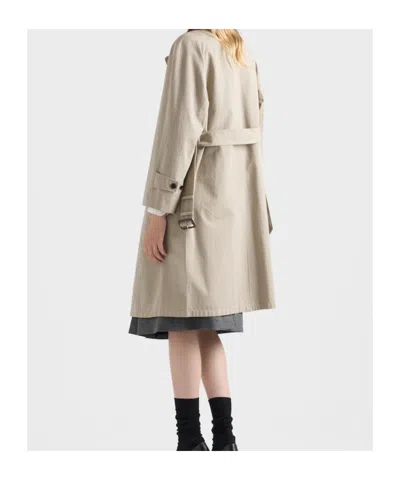 Prada Single-breasted Old Poplin Coat In Neutral