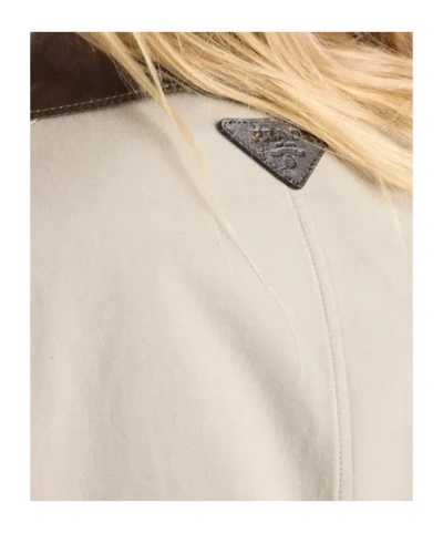 Prada Single-breasted Old Poplin Coat In Neutral