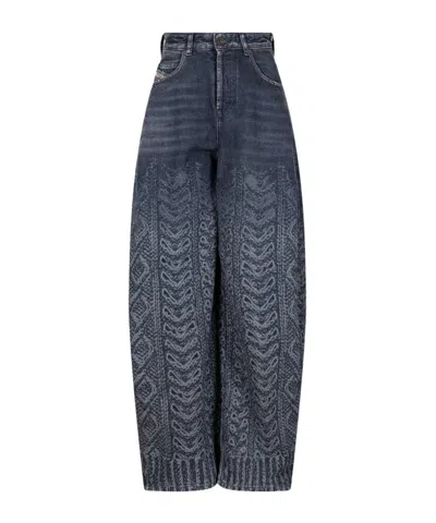 Diesel Patterned Wide-leg Jeans In Blue