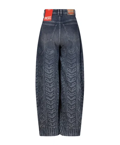 Diesel Patterned Wide-leg Jeans In Blue