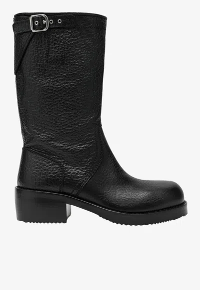 Dries Van Noten Mid Calf Boots Chunky Heel Closed Toe In Black