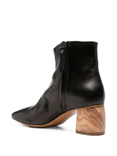Forte Forte Wood-effect Block-heel Ankle Boots In Black