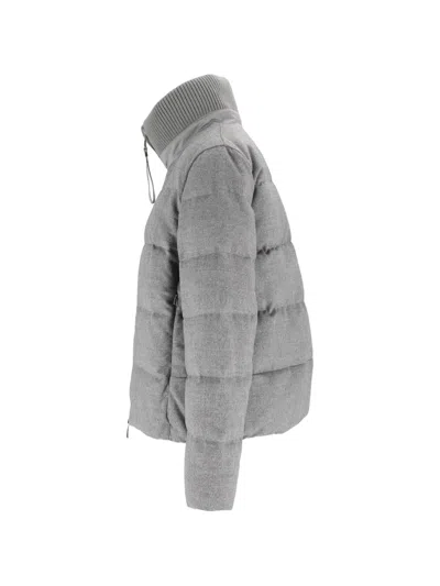 Duno Quilted Cropped Down Jacket In Gray