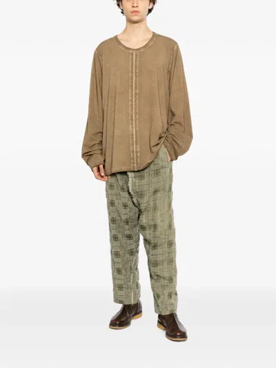 Uma Wang Check-pattern Drawstring Trousers In Green