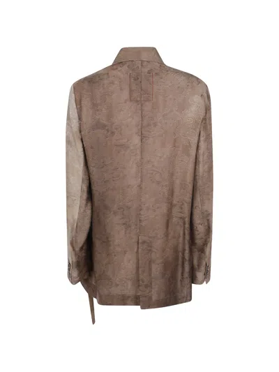 Uma Wang Damask-pattern Jacket In Brown