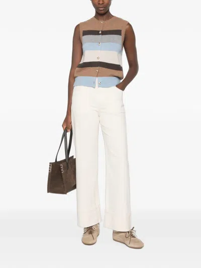 Yerse Striped Button-up Gilet In Multi