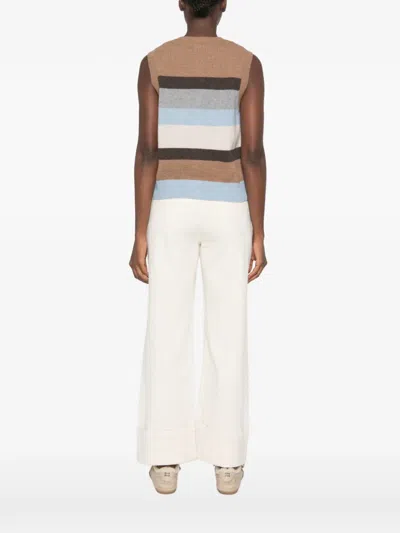 Yerse Striped Button-up Gilet In Multi