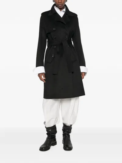 Liu •jo Double-breasted Belted Coat In Black